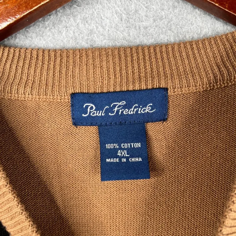 Paul Fredrick Knit Sweater Beige Check Mens 4XL Casual Classic